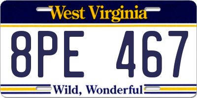 WV license plate 8PE467