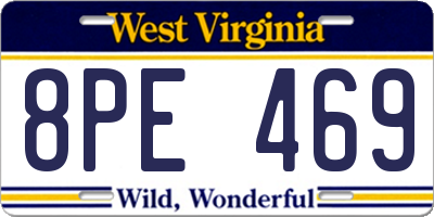 WV license plate 8PE469