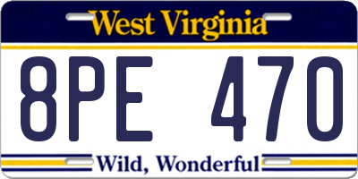 WV license plate 8PE470