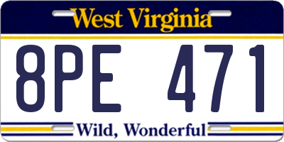 WV license plate 8PE471