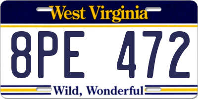 WV license plate 8PE472