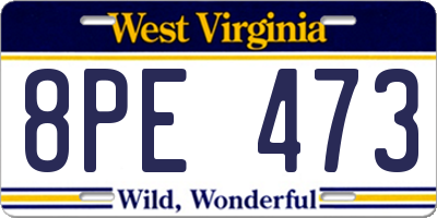 WV license plate 8PE473