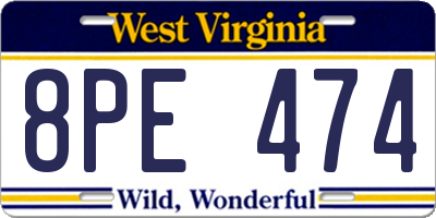 WV license plate 8PE474