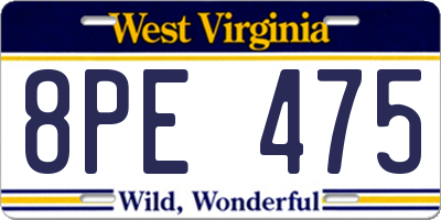 WV license plate 8PE475