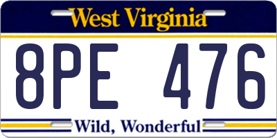 WV license plate 8PE476