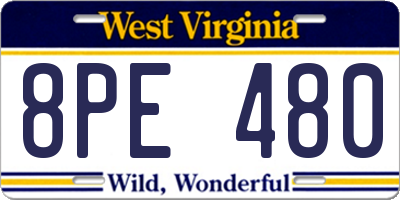 WV license plate 8PE480