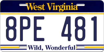 WV license plate 8PE481