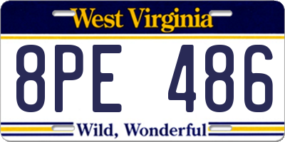 WV license plate 8PE486
