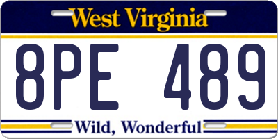WV license plate 8PE489