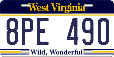 WV license plate 8PE490