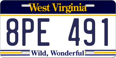 WV license plate 8PE491
