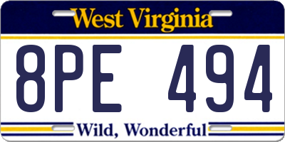 WV license plate 8PE494
