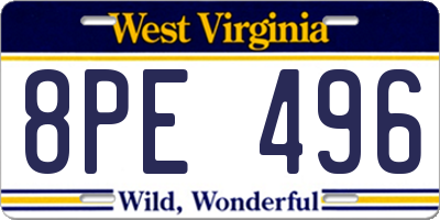 WV license plate 8PE496
