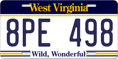 WV license plate 8PE498