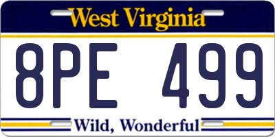 WV license plate 8PE499
