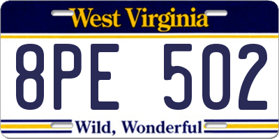 WV license plate 8PE502
