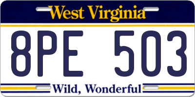 WV license plate 8PE503