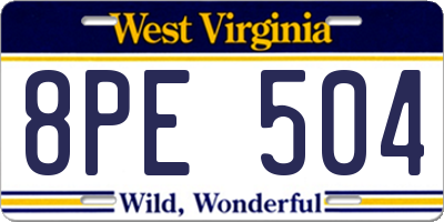 WV license plate 8PE504