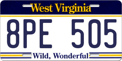 WV license plate 8PE505