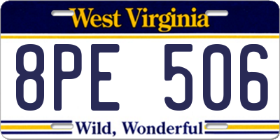 WV license plate 8PE506