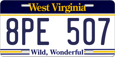 WV license plate 8PE507