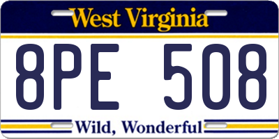 WV license plate 8PE508