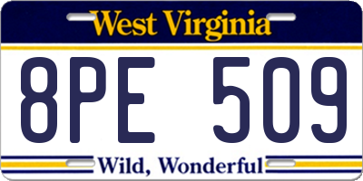 WV license plate 8PE509