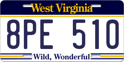 WV license plate 8PE510