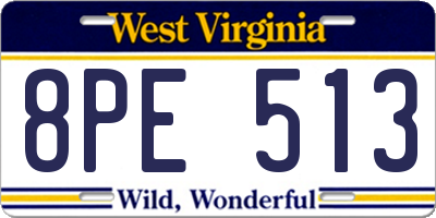 WV license plate 8PE513