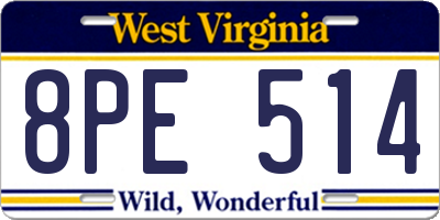WV license plate 8PE514