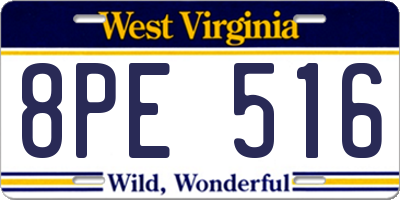WV license plate 8PE516