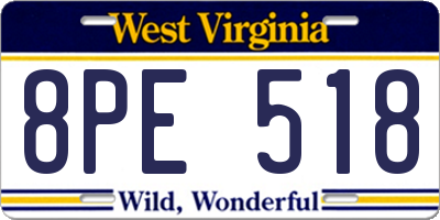 WV license plate 8PE518