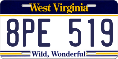 WV license plate 8PE519