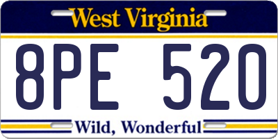 WV license plate 8PE520