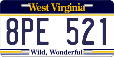 WV license plate 8PE521