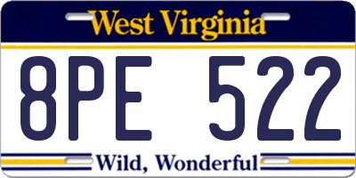 WV license plate 8PE522