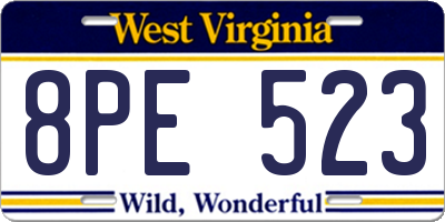 WV license plate 8PE523