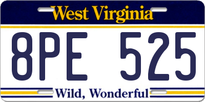 WV license plate 8PE525