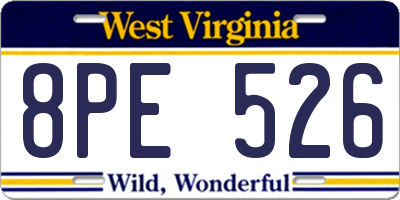 WV license plate 8PE526