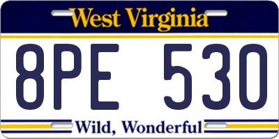 WV license plate 8PE530