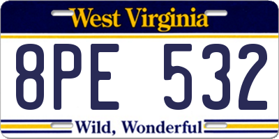 WV license plate 8PE532