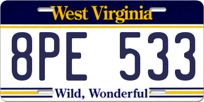 WV license plate 8PE533