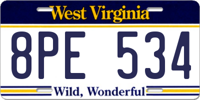 WV license plate 8PE534