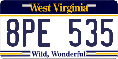 WV license plate 8PE535