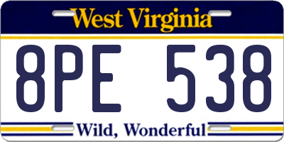 WV license plate 8PE538