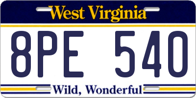 WV license plate 8PE540