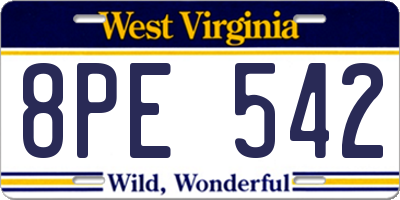 WV license plate 8PE542