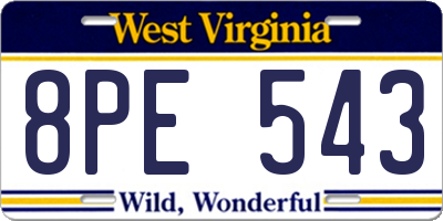 WV license plate 8PE543