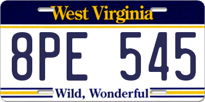 WV license plate 8PE545