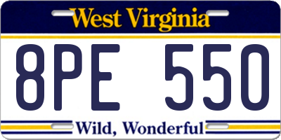 WV license plate 8PE550